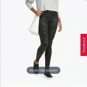 Spanx Faux Leather Black Camo Legging NWT